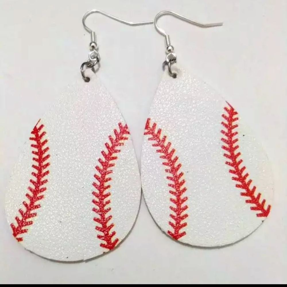 Cute leather baseball earrings